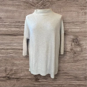 Suéter Pullover Kinross Para Mujer 100% Cachemira Suave Azul Jaspeado Cuello Alto S - Imagen 1 de 7