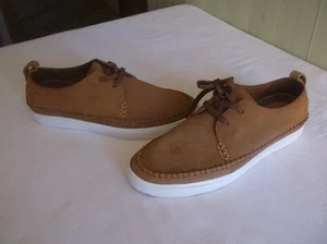 MEN'S Clarks Tan Canvas And Leather Boat Deck Shoes Size UK 7.5G EU 41.5 - Picture 1 of 5