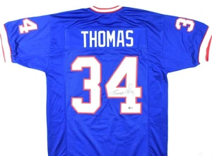 Thurman Thomas Autographed Blue Pro Style Jersey - Beckett W Hologram *Black - Picture 1 of 3