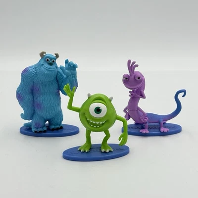 批量 3 件 迪士尼 皮克斯 Monsters Inc 2.5 英寸 公仔 Sully Mike Randall 蛋糕上装 — 第 1/4 张图片