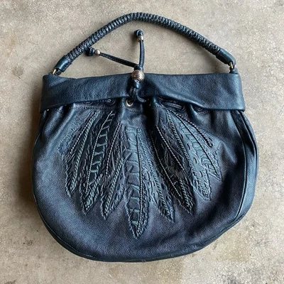 BRIGHTON EMBROIDERED TEAL NINA ADJUSTABE SHOULDER HANDBAG HIDDEN POCKET $425 - Image 1 of 4