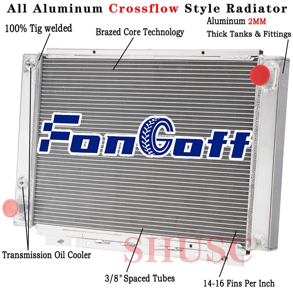 CU64TB 4 Row Aluminum Radiator For 61-1966 Ford Thunderbird T-Bird 6.4L 7.0L V8 - Image 1 of 4