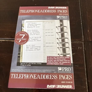 Day Runner Telephone Address Pages 30 Sheets Undated 5.5"x8.5" Sealed 3 & 7 Ring - Picture 1 of 5
