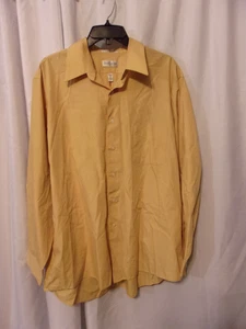 VAN HEUSEN Men's Mustard Yellow Wrinkle Free Button Down Shirt SIZE XL 17.5 34/3 - Picture 1 of 4