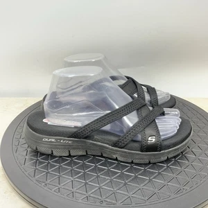 Skechers Sandalen Damengröße 9 Schuhe Riemen-Flip-Flops schwarz Stretch Memory Foam - Bild 1 von 10