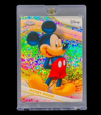 MICKEY MOUSE RARE DIAMOND REFRACTOR SILVER HOLO SP Topps Chrome Card - DISNEY - Image 1 of 4