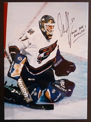 Olaf Kolzig FIRMADO A MANO '¡OLIE EL PORTERO!' Foto 5x7 Washington Capitals NHL Foto 1 de 3
