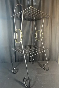 Vtg MCM Atomic Wire Rack Star Burst Plant Stand 2 Tier Media /record Table - Picture 1 of 14