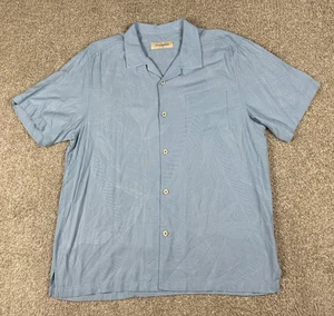 Tommy Bahama Shirt Mens XL Blue Floral Silk Hawaiian Button Up Short Sleeve - Picture 1 of 8