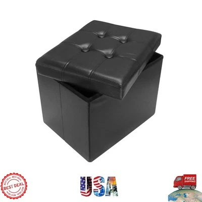 Compact Leather Footstool with Folding Storage, Perfect for Living Spaces - Image 1 of 4