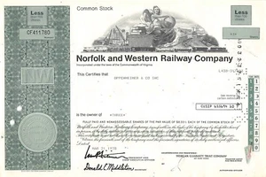 Norfolk and Western Railway Compagny Certificate 1978 (411780) - Imagen 1 de 2