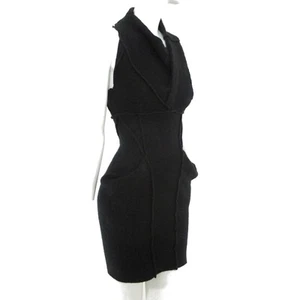 SPLENDIDO ABITO DONNA ALL SAINTS ORIGAMI LANA BOLLITA BODYCON 6 CLESSIDRA NERO - Foto 1 di 12