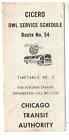Vintage 1963 Chicago  CTA  Bus Schedule Rte #54 Cicero