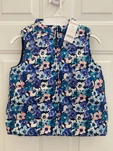 Neu Gymboree Mädchen Blumen gefütterte Weste gesteppt gefüttert Reißverschluss Gr. M 7-8 Neu mit Etikett - Bild 1 von 4