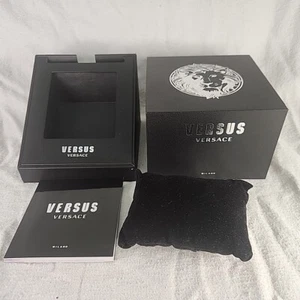 Watch Box Genuine Versus Versace Milano Black/Silver Watch Box, Book, Pillow  - Picture 1 of 10
