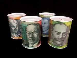 2pc Medium Money Tin Box Australian Money Note Design Souvenir 13.5x15cm Random - Picture 1 of 9