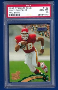 PSA 10 Tony Gonzalez 1997 Stadium Club Pro Bowl Variation GEM MINT POP 9 - Picture 1 of 2