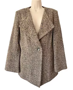 Per Una Tweedy Cardigan - Size 14 Wool Blend Button Collar Open Coatigan Jumper - Picture 1 of 9