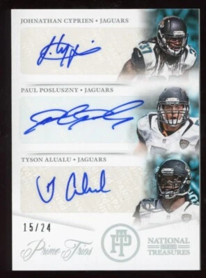 Cyprien Alualu Posluszny 2013 National Treasures Auto Prime Trios #d /24 Jaguars - Image 1 of 2