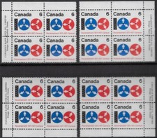 Canada Post 1971 6¢ Canadian Census #552 Plate Block set of 4 - ow85