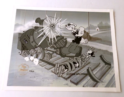 Popeye Great Train Stoppery Limited Edition Sericel Signed Myron Waldman - Image 1 of 4