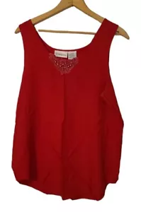 Mujer Adrian Jordan Rojo Sin Mangas Camiseta Sin Mangas Rayón Talla 16 Adorno Cuentas - Imagen 1 de 5