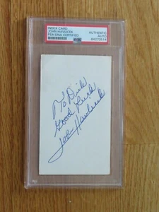 Basketball HOFer JOHN HAVLICEK BOSTON CELTICS signed Cut Signature PSA 842705014 - Picture 1 of 3