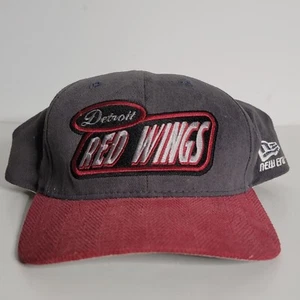 Vintage Detroit Red Wings New Era Snapback Dark Gray With Red Brim Hat Y2K - Picture 1 of 14