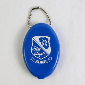 Rubber Squeeze Pocket Coin Purse Blue Angels US Navy Lunch Key Chain - Picture 1 of 5