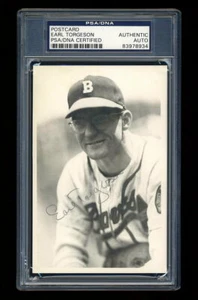 EARL TORGESON SIGNED GEORGE BRACE POSTCARD PHOTO MINT PSA/DNA BOSTON BRAVES - Picture 1 of 2