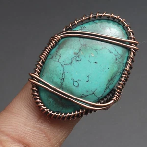 F6852 Turquoise Wire Wrapped Ring US 9.5 Gemstone Jewelry - Picture 1 of 3