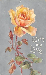 Postcard: With My Love, Rose, Embossed, Posted 1909 - Imagen 1 de 2