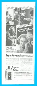 1936 JERGENS LOTION bottiglia di prova offerta vintage STAMPA ANNUNCIO cosmetico mani morbide - Foto 1 di 3