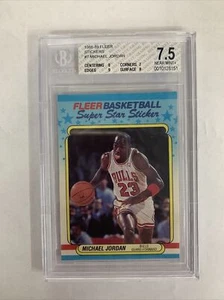 MICHAEL JORDAN 1988-89 Fleer Stickers #7 BGS Near Mint 7.5 - Picture 1 of 2