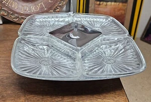 Vintage Mid Century 50er Milbern Kromex Klarglas Lazy Susan Relish Tablett 7 Teile - Bild 1 von 13