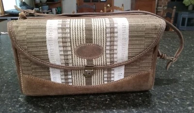 Vtg The French Company Luggage Brown Suede Leather Makeup Train Case 8"x15.5" - Image 1 of 4