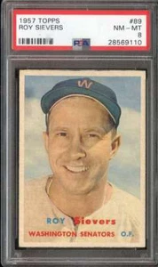 1957 TOPPS #89 ROY SIEVERS PSA 8 SENATORI - Foto 1 di 2