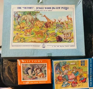 THE “VICTORY” Jungle Wood Vintage Jigsaw Made in England~Jungle +2 more FAB - Picture 1 of 9