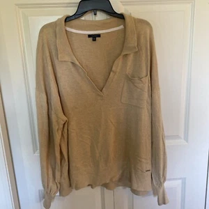 Suéter para mujer Nautica cuello en V ligero beige algodón/modal XXL - Imagen 1 de 7