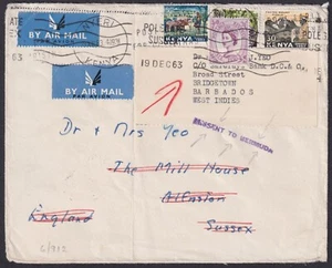 KENIA: (18681) GB/BARBADOS, MISSENT TO BERMUDA CANCELAR/CUBRIR 1963 - Imagen 1 de 2