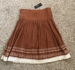 NEW WITH TAGS NINETY WOMENS BROWN LINEN SKIRT SIZE MEDIUM - Imagen 1 de 3