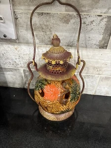 Lantern Ceramic Frameless Candle W/bird Home Decor Fall Colors - Picture 1 of 7