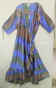 NWT Darn Good Zaria Silk Blend Sari Wrap Dress ~ Adjustable Size 8 to Size 20 - Picture 1 of 6