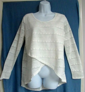 Rue21 Women's Ivory Size L X-Cross Short Front Long Back Open Lace Long Sleeve - Picture 1 of 10