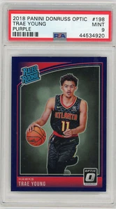 2018 Panini Donruss Optic Purple Trae Young #198 Rookie RC Card - PSA 9 Mint - Bild 1 von 2
