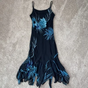 Eva Blue Kleid Damen M blau Blumen tropisch Perlen Midi Y2K Whimsygoth Fee - Bild 1 von 12