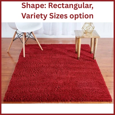 Studio Solid Shag Red Area Rug Soft Plush Indoor Carpet for Living Room Bedroom - Image 1 of 4