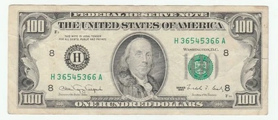 1990 One Hundred Dollar 100 Federal Reserve Note Fine F St. Louis MO - Image 1 of 2