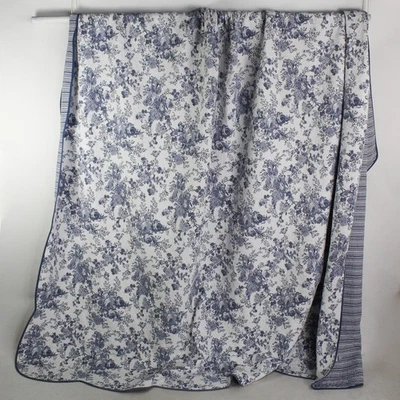 Sunham Bedding Blue/White Floral California King Bedspread 100% Cotton 111"x121" - Image 1 of 4