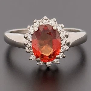 9ct White Gold Garnet & Diamond Cluster Ring Size K Hallmarked - Picture 1 of 10